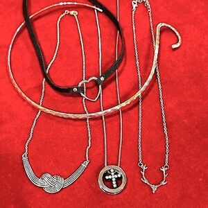 Bundle of 5 Silvertone and Black Necklaces